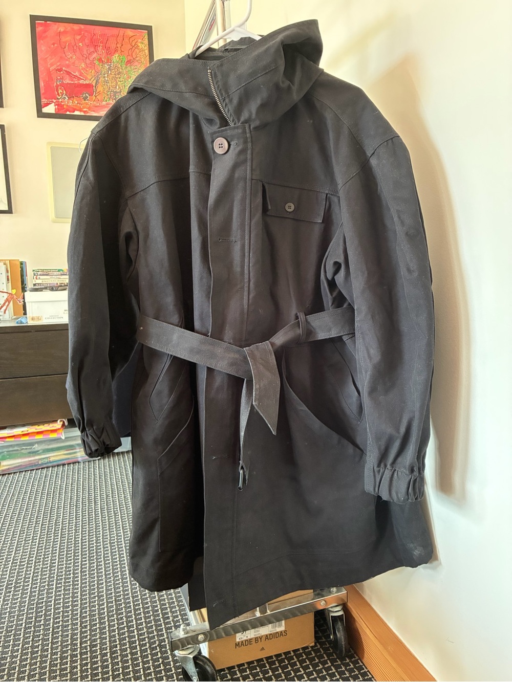 Black Hooded Belted Oversized Coat - Stylish Outerwear